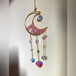✨2 for $50✨pink crescent moon, suncatcher, hanging window decor